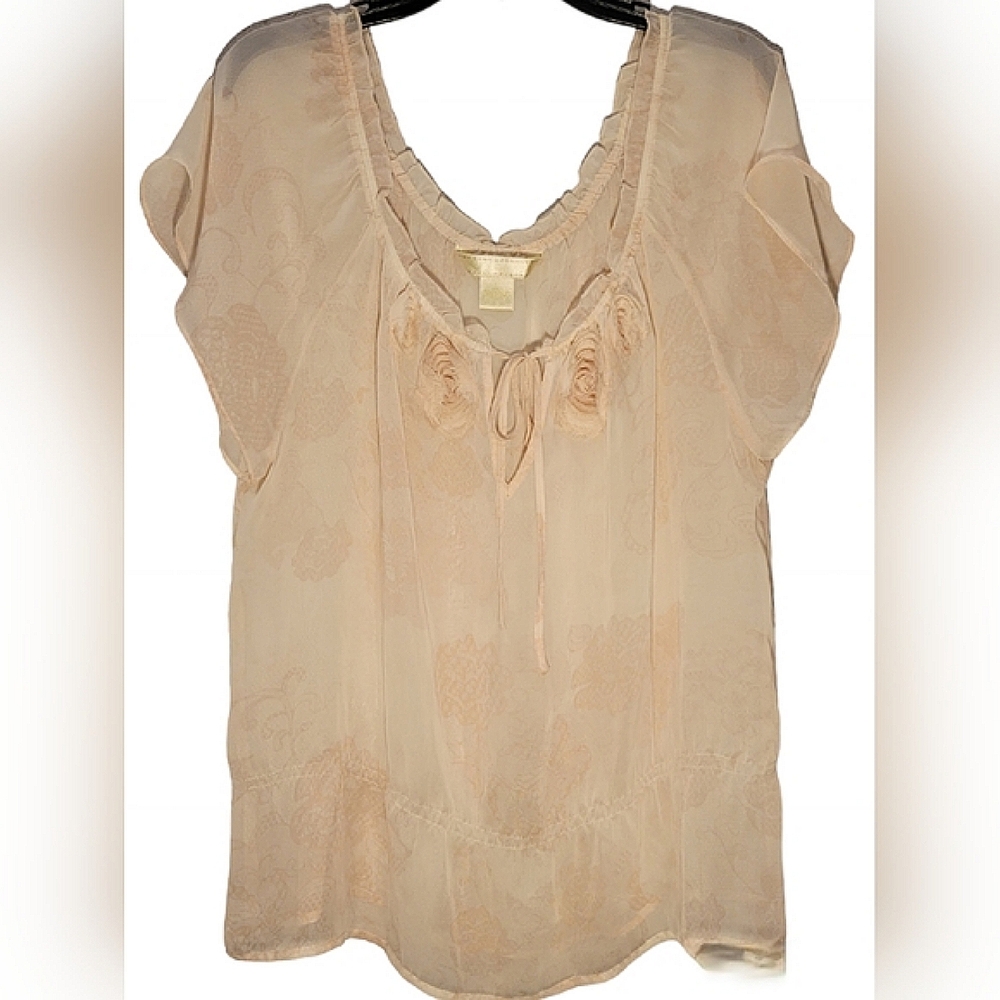 New York City Design Company: Sheer Floral Embellished Women's Blouse Size Large